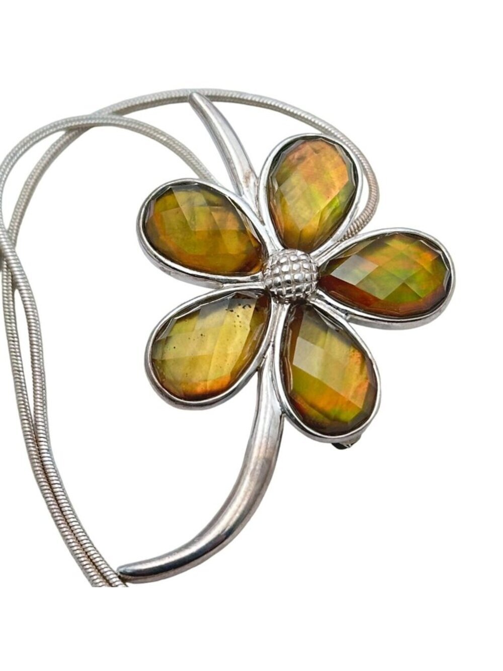 Designer Whitney Kelly Womens Necklace Sterling Silver Gemstone Flower Pendant